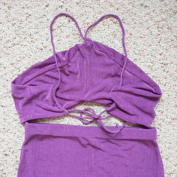 She Is Us Maxi Skirt Top Bra Set L Purple Slinky Stretch Comfort Beach Vacation - Picture 3 of 8